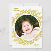 白と黄色の水彩植物写真フレーム シーズンカード (正面)