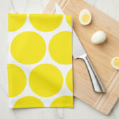 白と黄色の水玉模様パターンのタオル キッチンタオル (四つ折り)