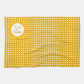 白と黄色の水玉模様パターン キッチンタオル (横)