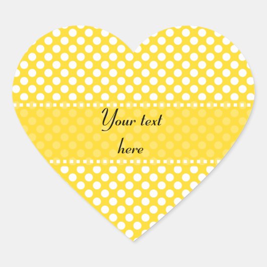 白と黄色の水玉模様 ハートシール (正面)