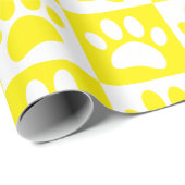 白と黄色の犬が四角く歩く ラッピングペーパー (ロールコーナー)