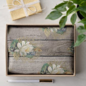 白と黄色の花のヴィンテージの木のデコページ 薄葉紙 (ギフト)