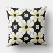 白と黄色の花の花柄 クッション (裏面)