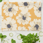 白と黄色の花柄 キッチンタオル (折り畳み)