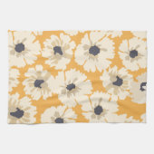 白と黄色の花柄 キッチンタオル (横)