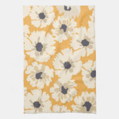 白と黄色の花柄 キッチンタオル (縦)