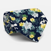 白と黄色の花柄