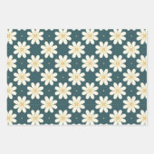 白と黄色の花柄 ラッピングペーパーシート (正面3)