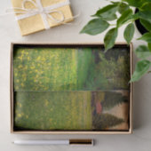 白と黄色の花畑がある日没の農場 薄葉紙 (ギフト)