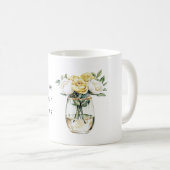 白と黄色の花 夢を信じて コーヒーマグカップ (正面右)