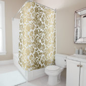 白と黄色の金ゴールドフローラのマスクのパターン シャワーカーテン (インサイチュ)