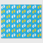 白と黄色の青い赤ちゃんの足 ラッピングペーパー (フラット)