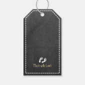 白と黄色の黒板ルックベイビーシャワー ギフトタグ (裏面)