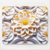 白と黄色の3D花 マウスパッド (正面)