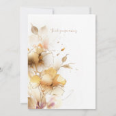 白と黄金モダン結婚の 招待状 (裏面)