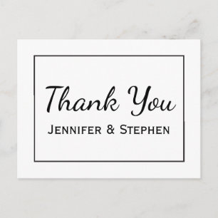 白と黒で感謝するミニマリズムの結婚パーティー ポストカード