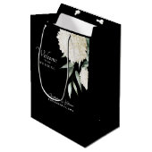 白と黒のあじさい結婚の歓迎の葉 ミディアムペーパーバッグ (正面アングル)