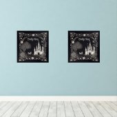 白と黒のおとぎ話の城と馬 (ウッドフロア)