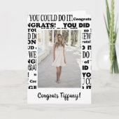 白と黒のお祝いグラッドフォト カード (正面)