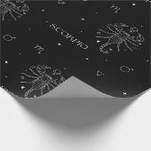 白と黒のさそり座の星座パターン ラッピングペーパー (角)
