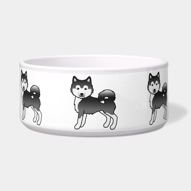 白と黒のアラスカン・マラミュートの可愛いキャラクター犬 ボウル (正面)