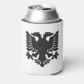 白と黒のアルバニアイーグルクーラーボックス 缶クーラー (缶裏面)