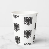 白と黒のアルバニアイーグル紙カップ 紙コップ (裏面)