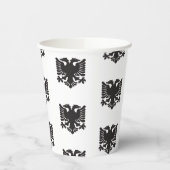 白と黒のアルバニアイーグル紙カップ 紙コップ (左)