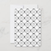 白と黒のアートデコ ウェディングテーブルナンバー 招待状 (裏面)