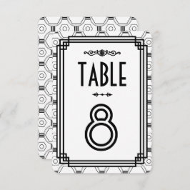 白と黒のアートデコ ウェディングテーブルナンバー 招待状