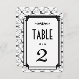 白と黒のアートデコ ウェディングテーブルナンバー 招待状