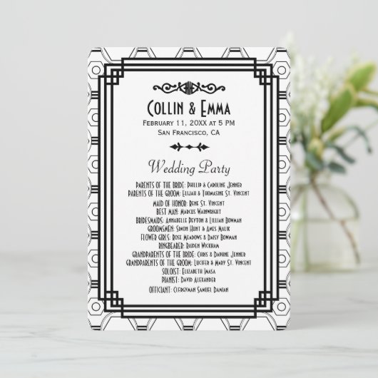 白と黒のアールデコ結婚式 プログラム (スタンド正面)