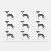 白と黒のイタリアン肉足のグレイハウンド ラッピングペーパーシート (正面)