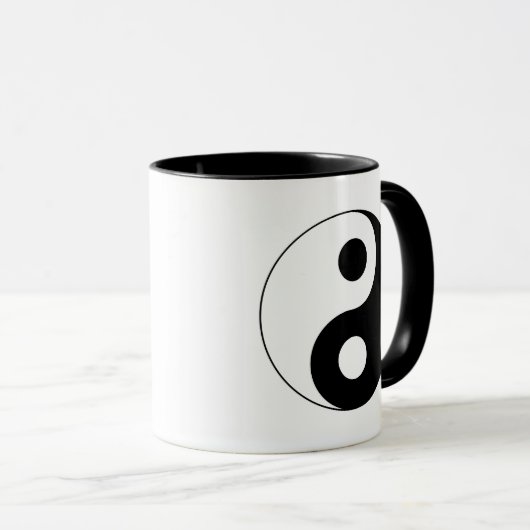 白と黒のインとヤン記号 マグカップ (正面右)