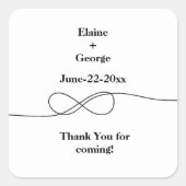 白と黒のインフィニティステッカー スクエアシール (正面)