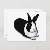 白と黒のウサギ ポストカード (正面/裏面)