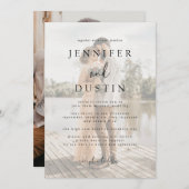 白と黒のエレガモダンンス結婚ズ 招待状 (正面/裏面)