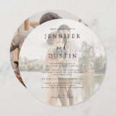 白と黒のエレガモダンンス結婚ズ 招待状 (正面/裏面)