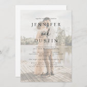 白と黒のエレガモダンンス結婚ズ 招待状 (正面/裏面)