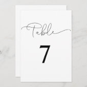 白と黒のエレガンスモダンテーブル番号 サンキューカード (正面/裏面)