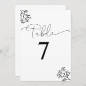 白と黒のエレガンスモダンテーブル番号 サンキューカード (正面/裏面)