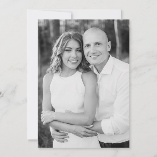 白と黒のエレガンスモダンフォト結婚ズ 招待状 (裏面)