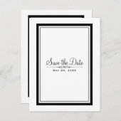 白と黒のエレガントでおしゃれなウェディング・セーブ・ザ・デート 案内ポストカード (正面/裏面)