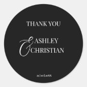 白と黒のエレガントなウェディング感謝していお気に入り ラウンドシール (正面)