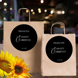 白と黒のエレガントなウェディング感謝していお気に入り ラウンドシール