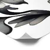 白と黒のエレガントな結婚式のウェルカムサイン ポスター (角)