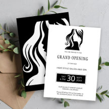白と黒のエレガントな美容院グランドオープンのお知らせ