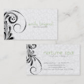 白と黒のエレガントフローラ旋回 名刺 (正面/裏面)