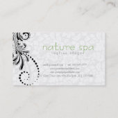 白と黒のエレガントフローラ旋回 名刺 (裏面)