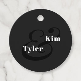 白と黒のエレベモダンントな感謝してい結婚式 フェイバータグ